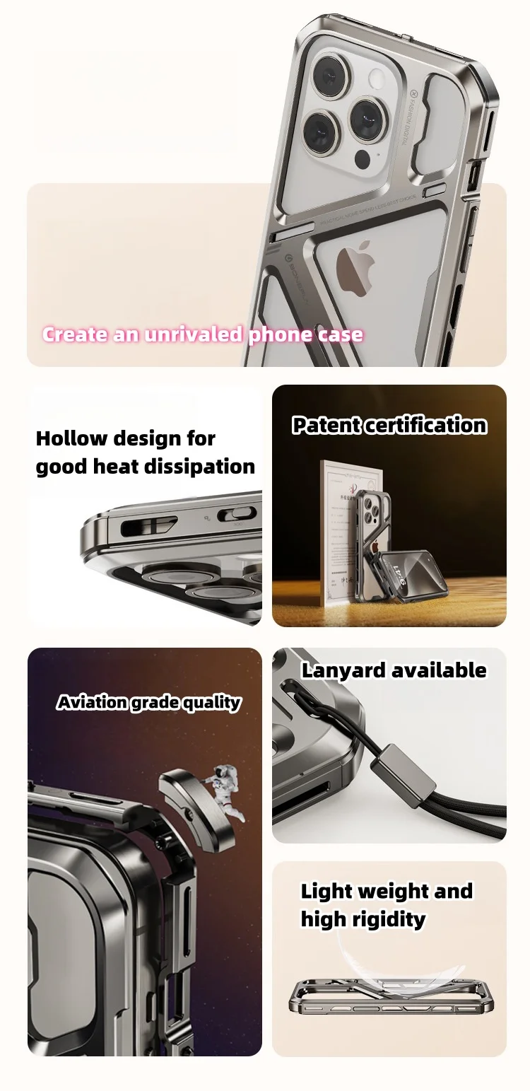 iPhone14/15 titanium alloy hollow all-inclusive mobile phone case