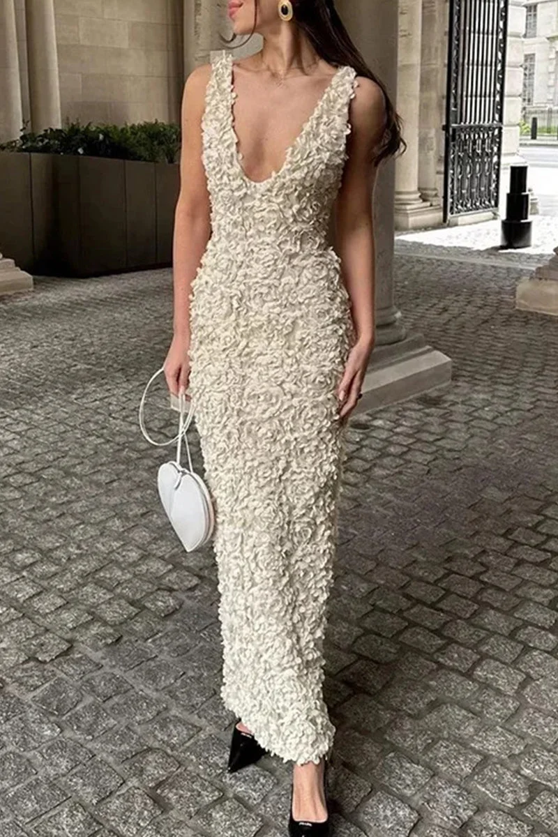 V Neck One Step Skirt Dresses
