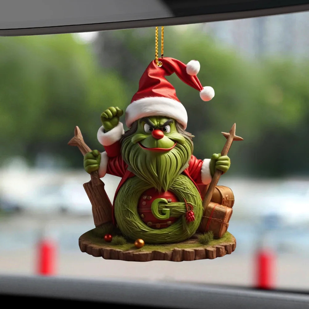 Christmas Acrylic Grinch Xmas Tree Hanging Ornament Hanging Green Monster Decor