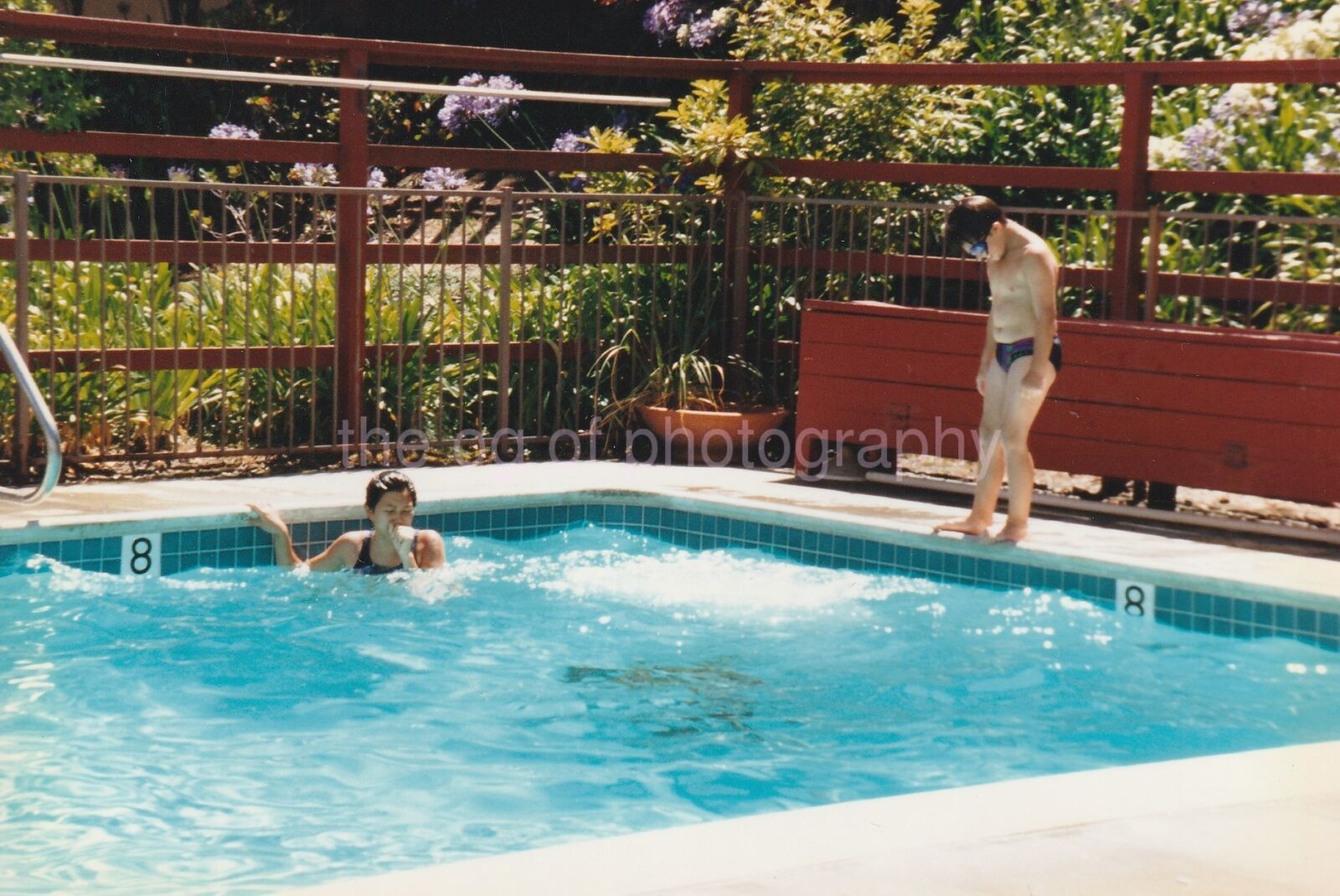 Pool Kids FOUND Photo Poster painting Original COLOR Snapshot Photo Poster paintingGRAPHYDD 84 16