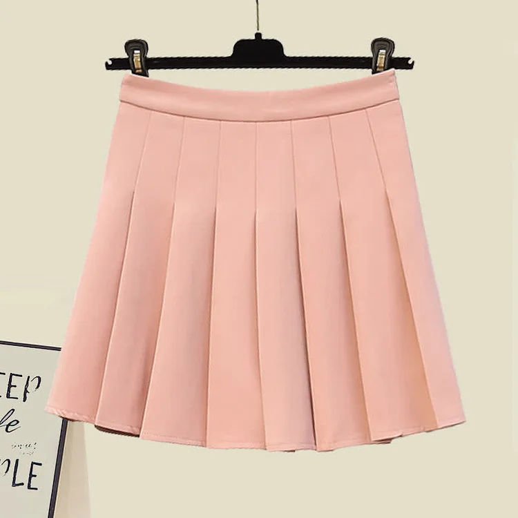 Office Crop Blazer Pleated Skirt Set - Modakawa Modakawa