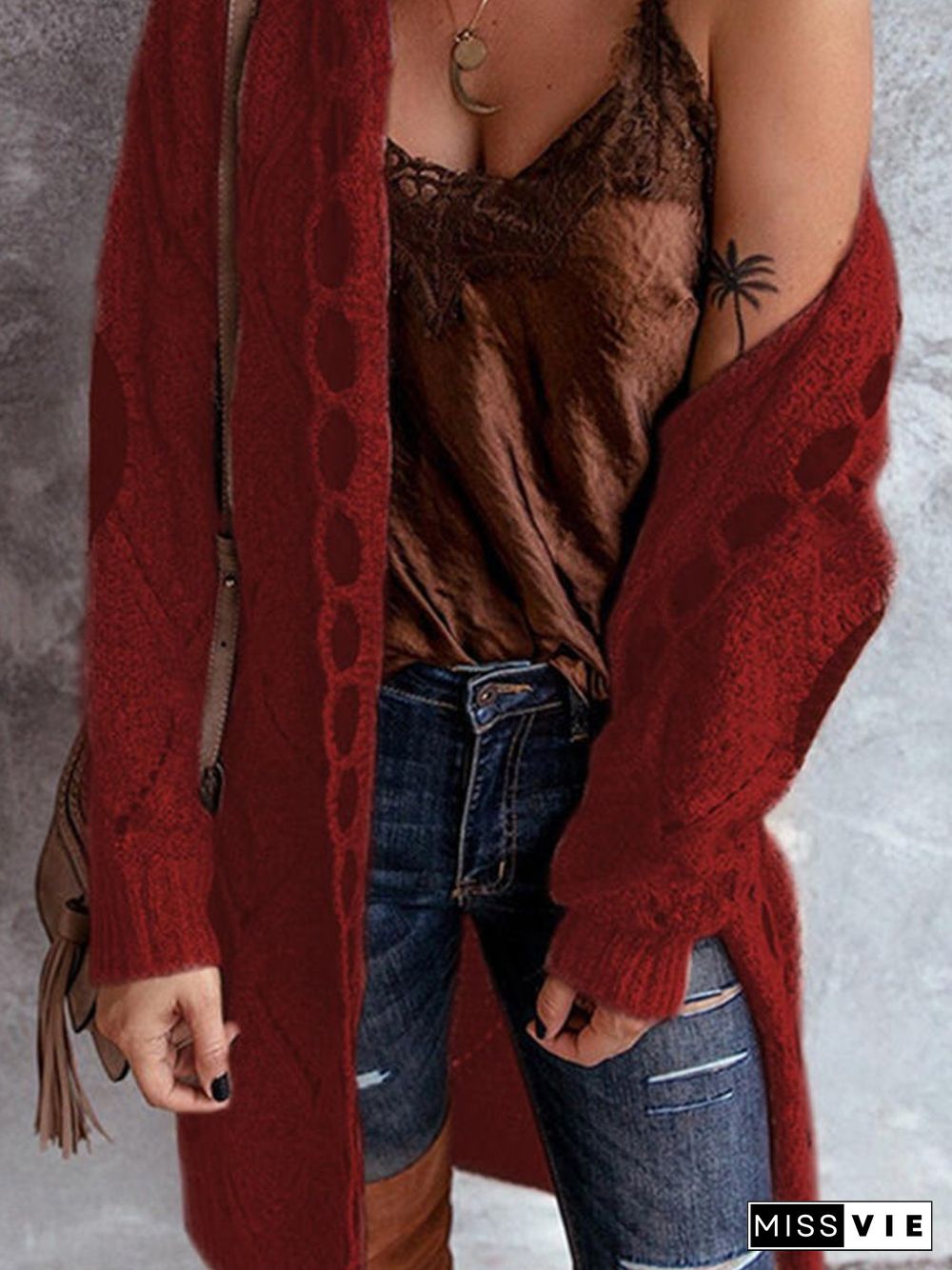 Hooded Knitted Cardigan P12363