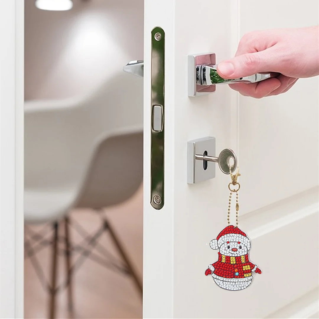 5pcs DIY Diamond Painting Keychain - Snowman(Double Sided)