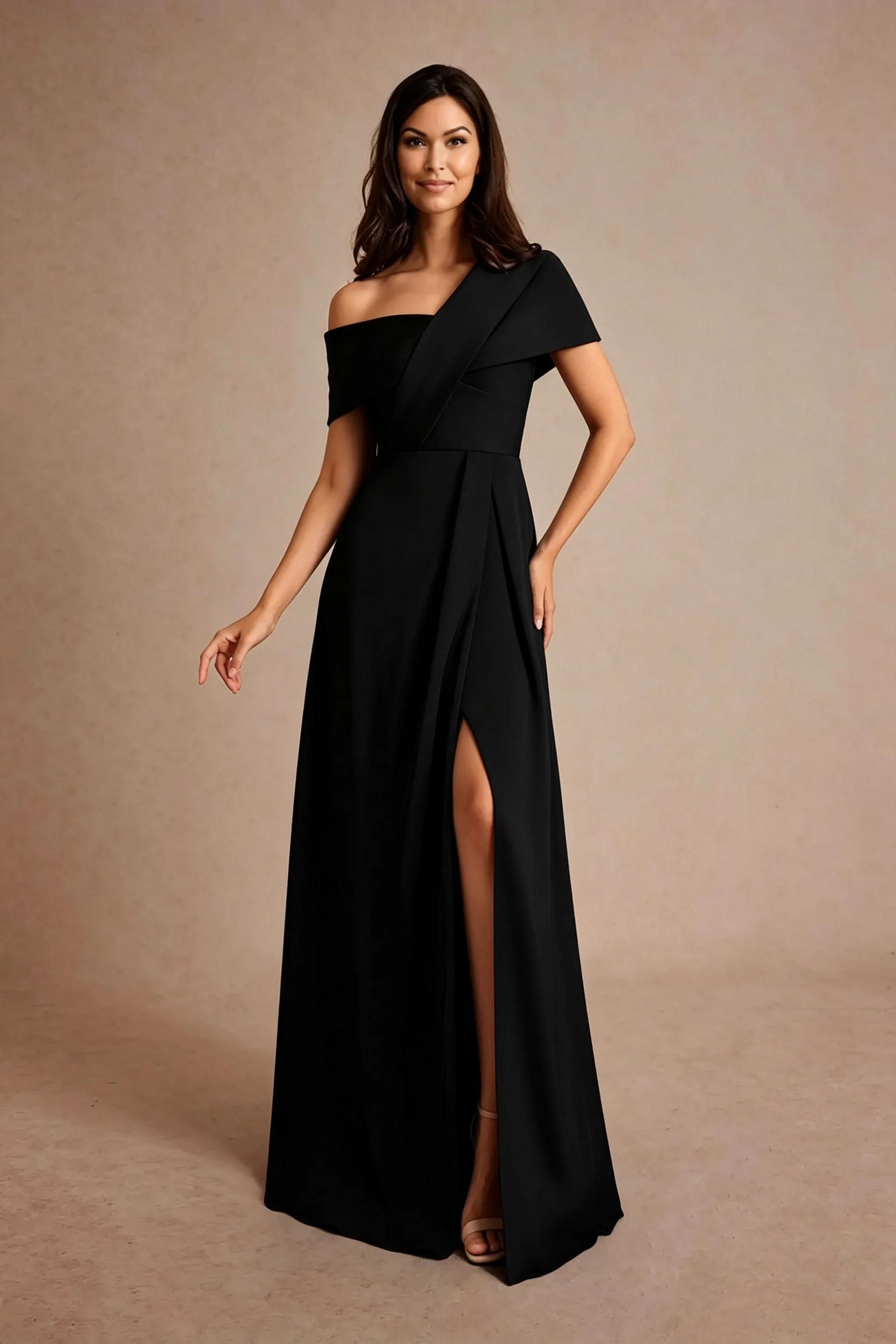 Daisda Asymmetrical Neckline One Shoulder Long A-Line Mother Of The Bride Dress With Split
