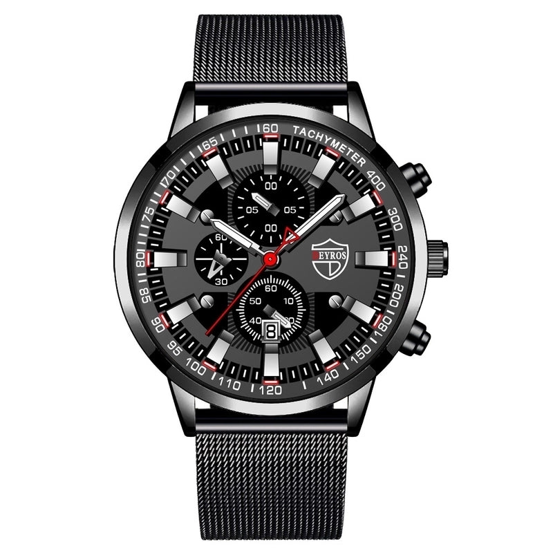 Retro Geometric Single Folding Buckle Quartz Men’s Watches