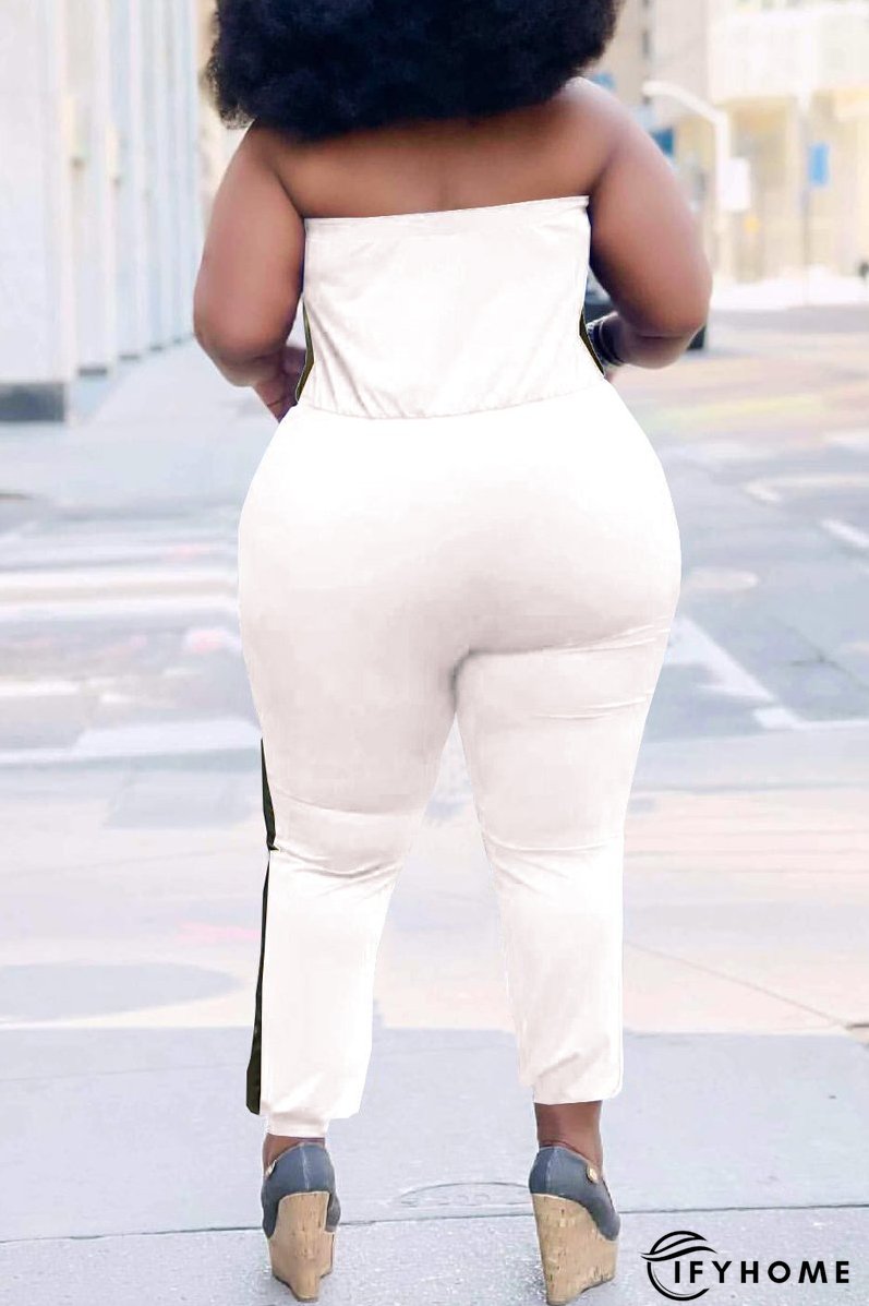 Plus Size Side Striped Off The Shoulder Jumpsuit | IFYHOME