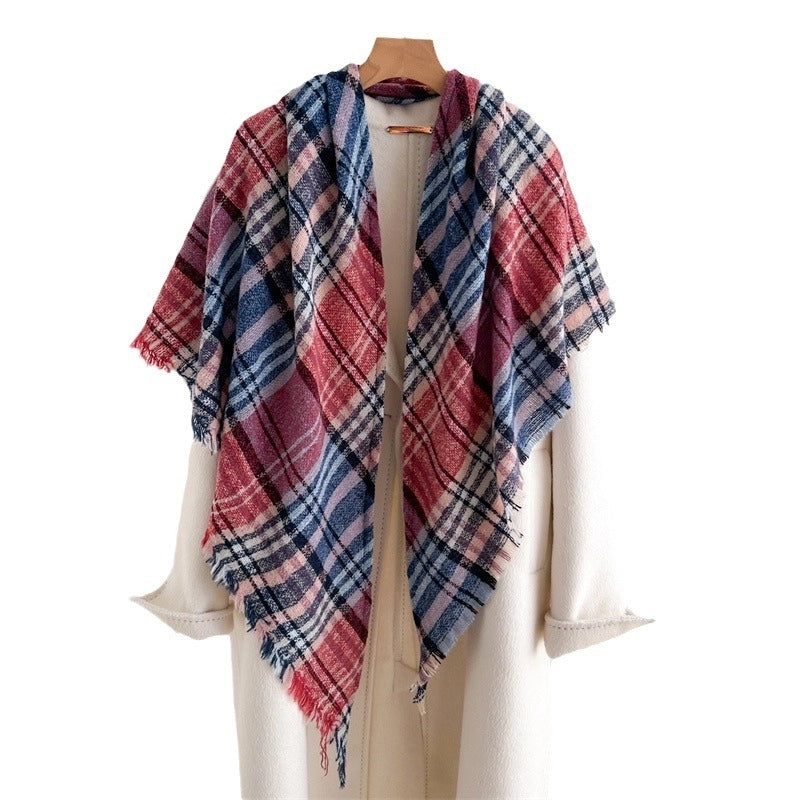 Cashmere Plaid Warm Shawl Scarf Unisex Autumn And Winter Fashion All-Matching Tassel Scarf