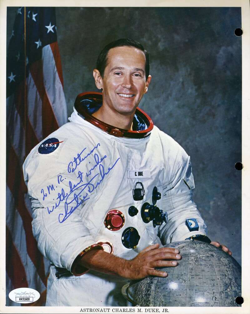 Charlie Duke JSA Coa Hand Signed 8x10 Photo Poster painting NASA Autograph