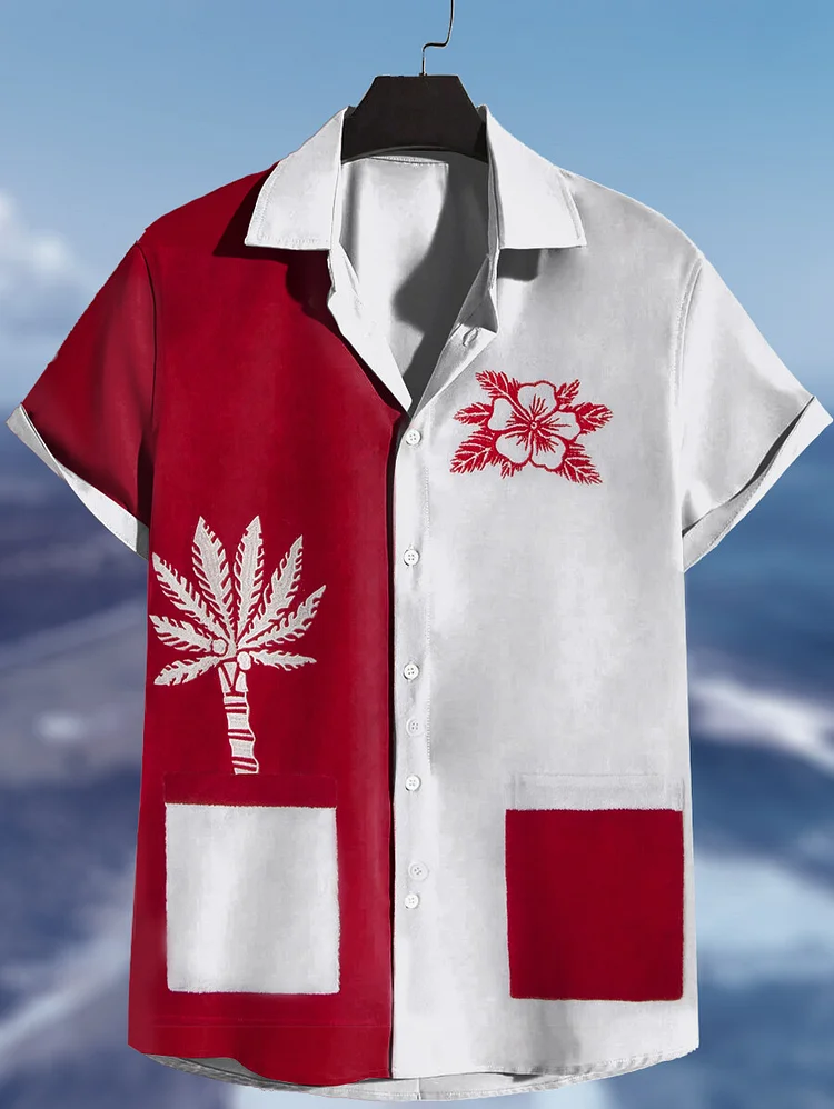 Men's Vacation Hawaiian Coconut Tree Floral Print Shirt