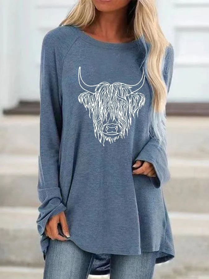Women's Highland Cow Printed T-shirt socialshop