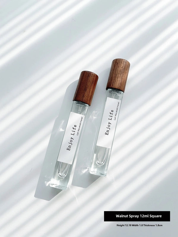 Perfume Sub-bottle High-end Portable 10 Ml Small Sample Bottle Press Bottle Glass Spray Replacement Bottle Wooden Lid Empty Bottle