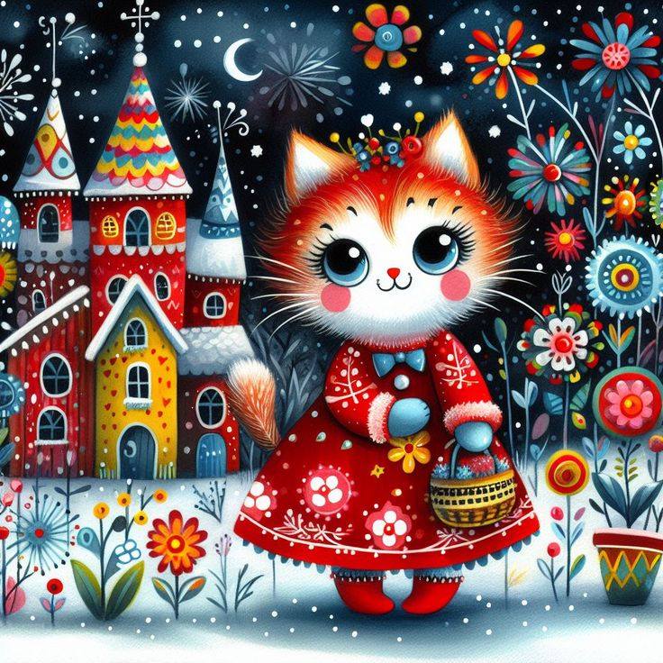Partial AB Drill-Christmas Moon Cat-Full Round Diamond Painting-40*70cm