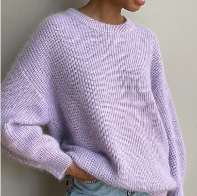 Athvotar Athvotar And Winter Ins Style Imitation Marince Sweater Women Lazy Style Temperament Loose Ultra-Soft Knitted Tops Women