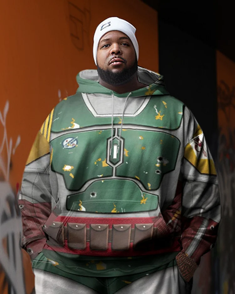 Plus Size Men's Cosplay Art Abstract Sweater Two-Piece Set