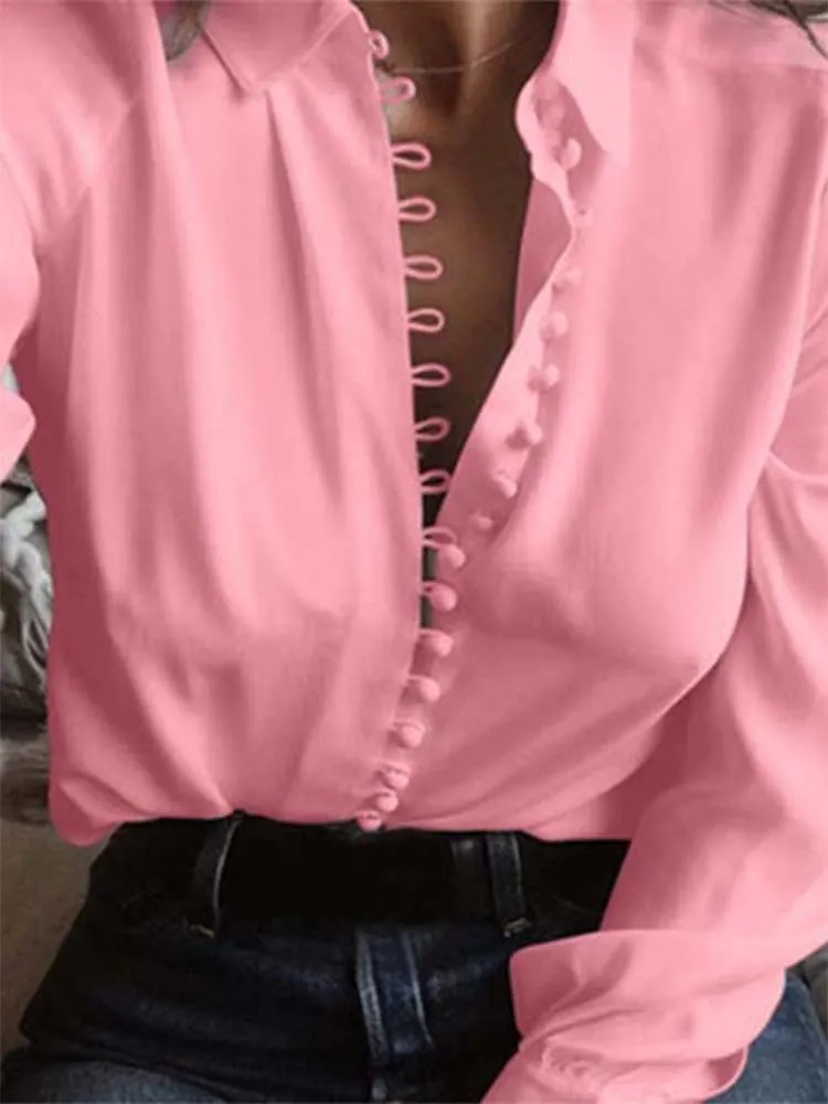 2022 Elegant Office Blouse Women Clothes Turn-down Collar Long Sleeve Shirt Plus Size Streetwear Womens Tops And Blouses