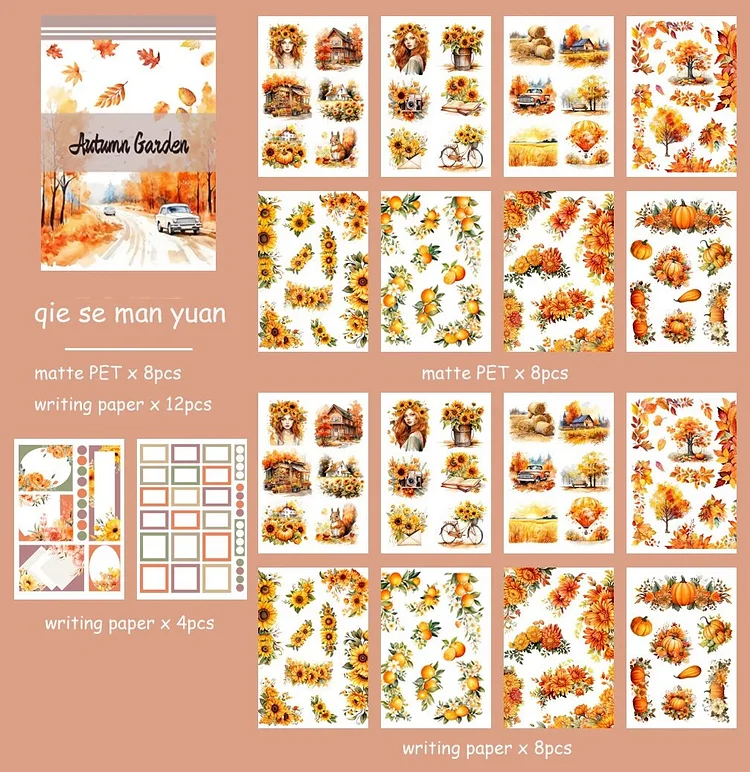 Journalsay 20 Sheets Vintage Dual Material Die-cut Character Flower Sticker Book