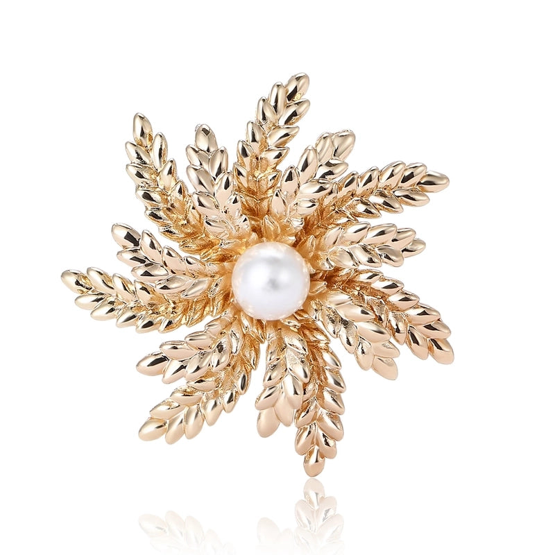 Elegant Pin Grain Alloy Plating Inlay Pearl Women’s Brooches