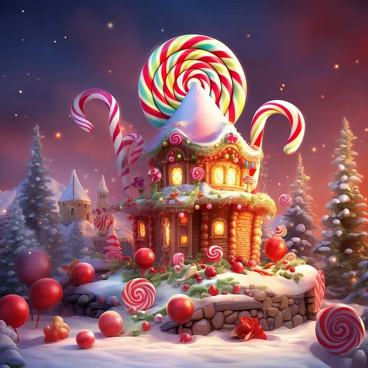 Christmas Candy House 35*35CM (Canvas) Full Round Drill Diamond Painting gbfke