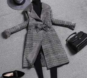 Woolen Coat Women 2020 New Winter Long Thick Plus Velvet Warm Fur Jackets Elegant Pocket Plaid Belt Ladies Coats high Quality