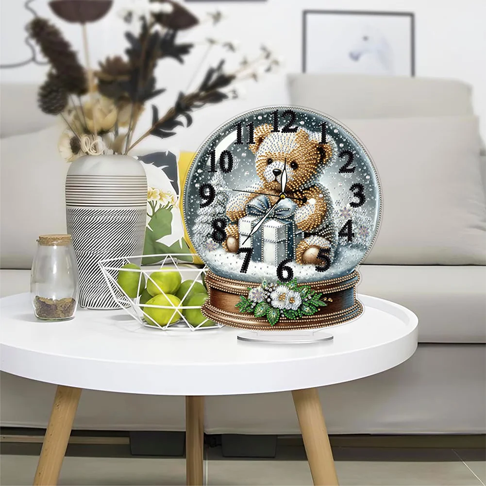 Christmas Crystal Ball Design 2D Flat Acrylic DIY Diamond Painting Clock Kit