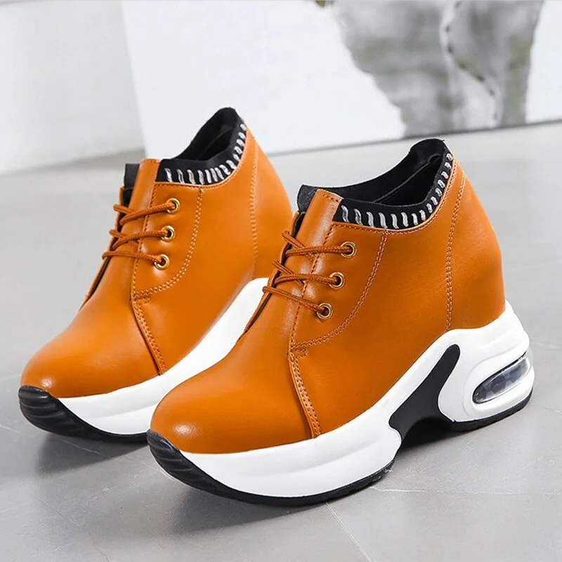 Women Vulcanized Shoes Casual Wedge Platform Lace Up Spring Summer Increasing Shoes Ladies Sneakerss Female Casual Drop Ship
