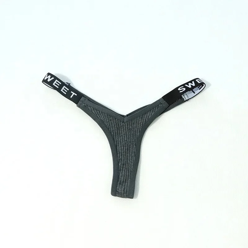 Billionm Lightweight Breathable Sexy Lingerie French Low Waist Thong Plus Size Letter Belt Simple Soft Underwear Women Panties