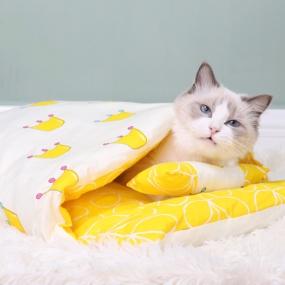 

Dog Cat Bed Sleeping Bag Warm Pet Puppy House Kitten Kennel Nest Cushion, Yellow, 501 Original