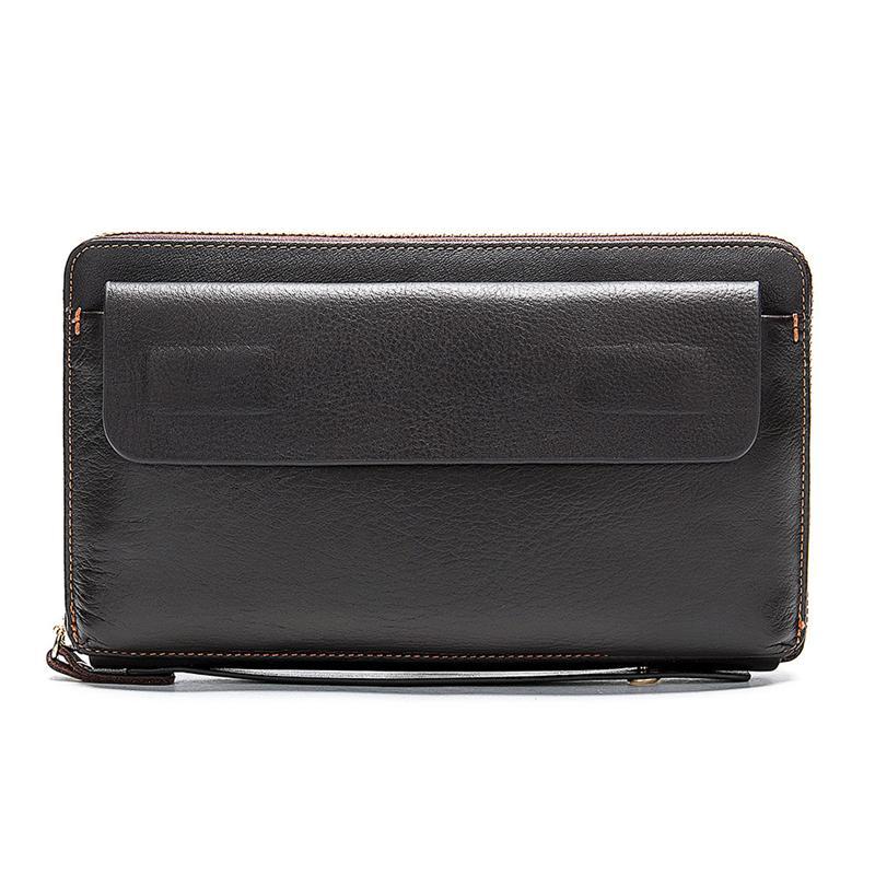 Mens Business Large Capacity Leather RFID Blocking Clutch Bags Wallets