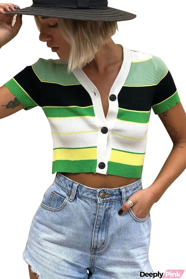 Colorblock Knitted Crop Top