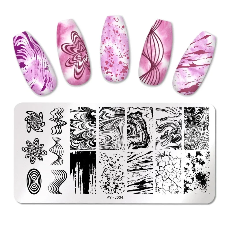 PICT YOU Nail Stamping Plates Marble Pattern Nail Art Plate Stencil Tools Stainless Steel Nail Design Stamping Template-Nail Inspo