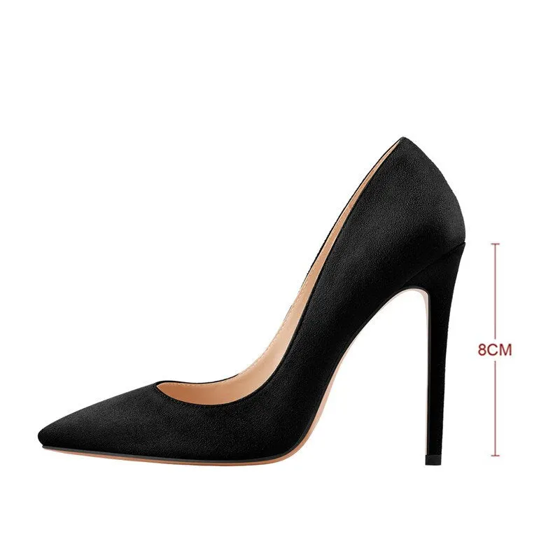 Onlymaker Women's Pointed Toe 8CM High Heel Slip On Stiletto Pumps Large Size Red Black White Pink Basic Chic Shoes