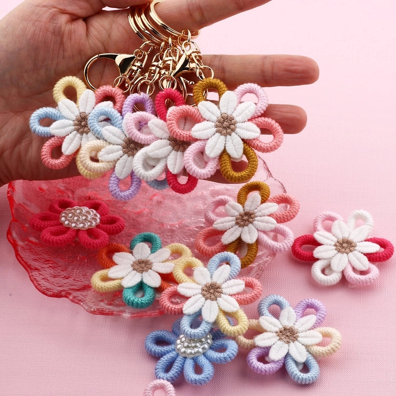 Cute Sweet Flower Yarn Metal Unisex Bag Pendant Keychain