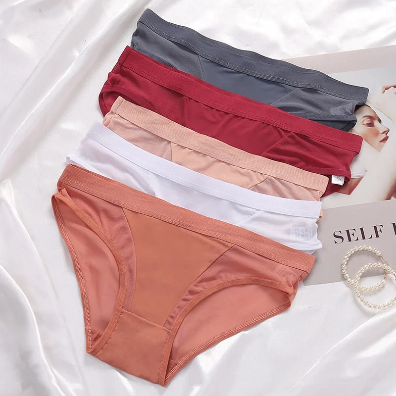 FINETOO Women Low Waist Panties Transparent Mesh Underpants M-2XL Ladies Briefs Female Underwear Fashion Girl Panty Lingerie New