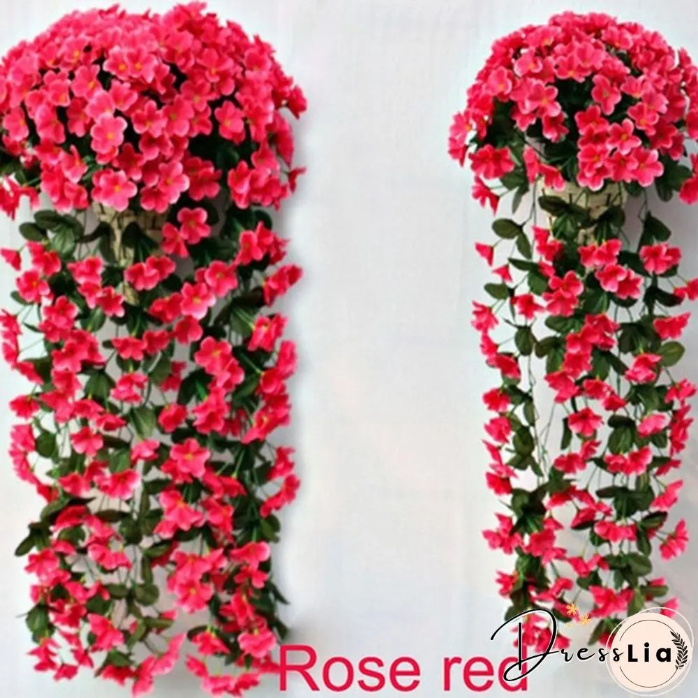 Colors 1Pcs Home Simulation Hanging Wall Artificial Fake Silk Violet orchid Flower Rattan