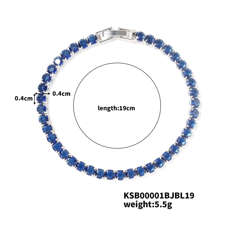 Hip-Hop Solid Color Copper Inlay Zircon K Gold Plated Rhodium Plated Unisex Tennis Bracelet