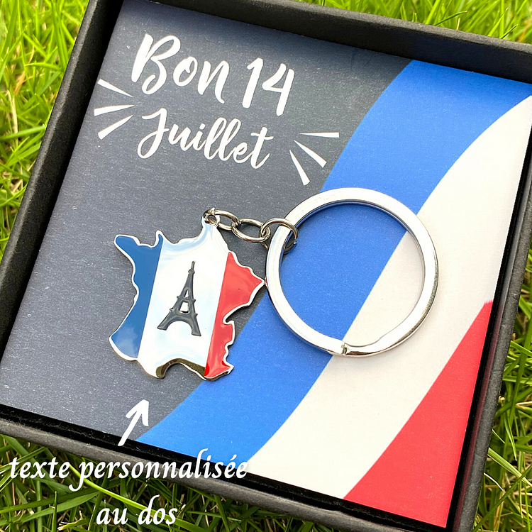 Bon 14 juillet-Porte-Clés Prénom Personnalisé