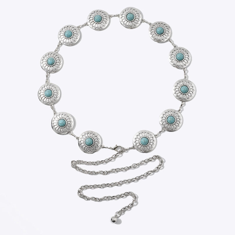 Ethnic Style Printing Round Alloy Women’s Chain Belts