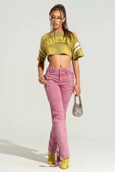 Trendy Drawstring Tie-Waist Stylish Denim Jeans