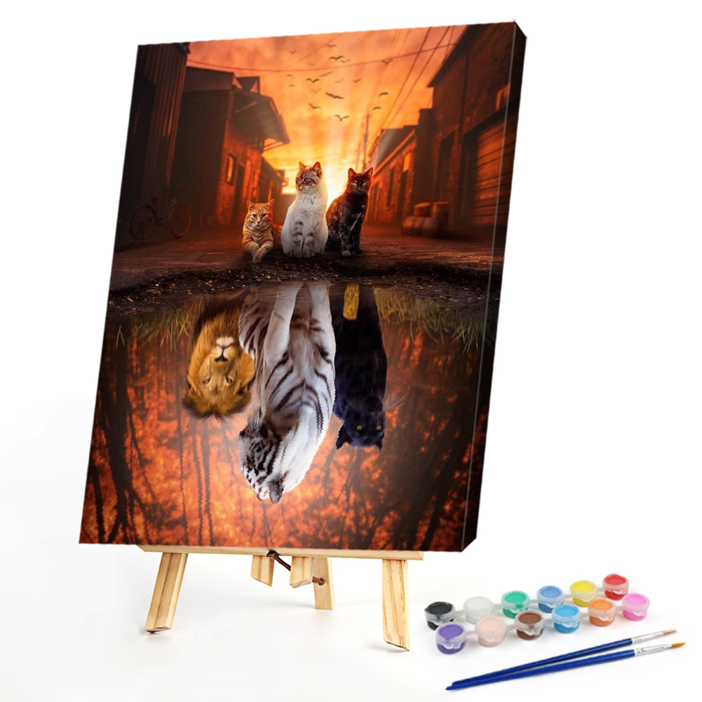 

40*50CM - Paint By Numbers - Cat Tiger Lion, 501 Original