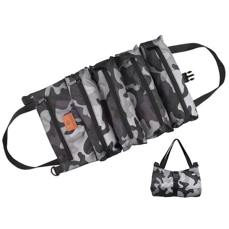 Roll Up Tool Storage Bag Outdoor Oxford Hanging Zipper Carrier Totes Pouch