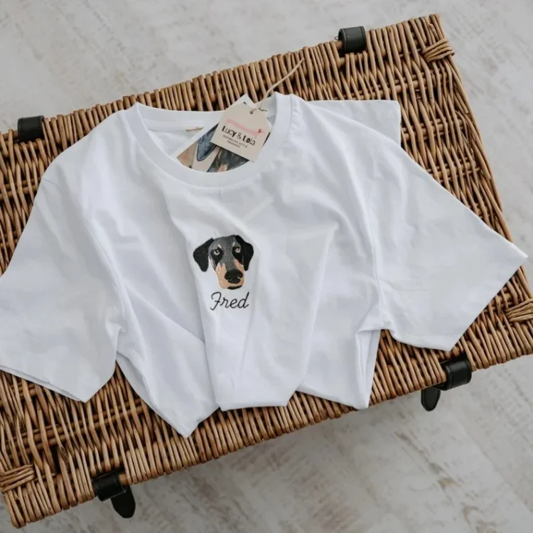 Colorful Custom Embroidered Pet Dog Cat Portrait Shirt HOODIE