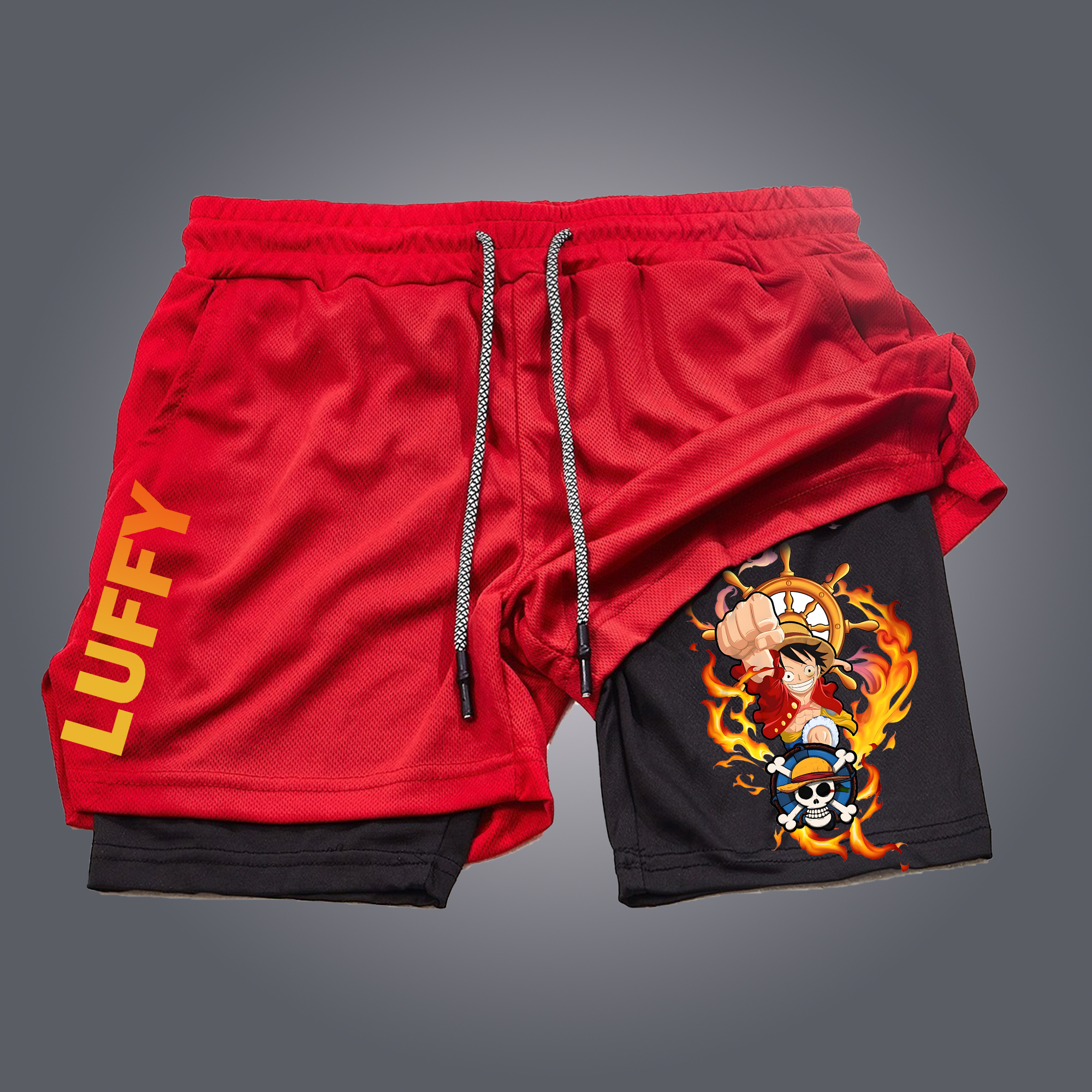 Men's Casual Anime Printed Double Mesh Sports Shorts Quick Dry Sports Shorts / TECHWEAR CLUB / Techwear