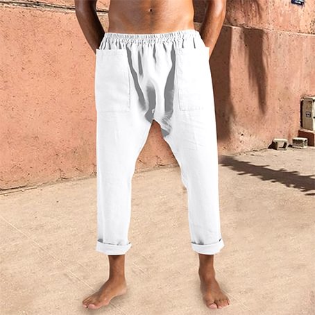 Men's Linen Pocket Panel Casual Pants、、URBENIE