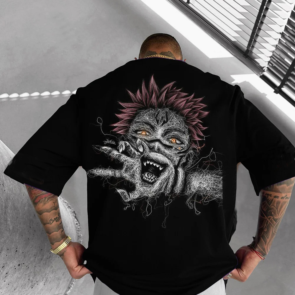 Unisex Casual Anime Ryomen Sukuna Print T-shirt