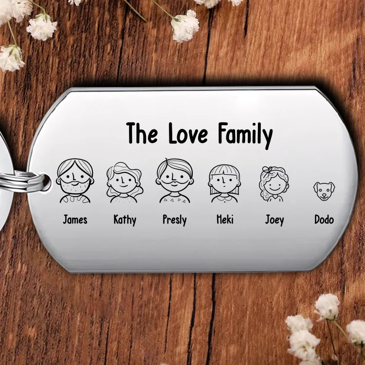 Personalized Name Keychain Stainless Steel Keychain Silver Gift for Family 