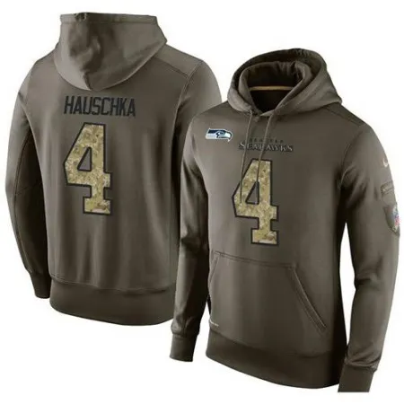 NFL Men's  Seattle Seahawks #4 Steven Hauschka Stitched Green Olive Salute To Service KO Performance Hoodie