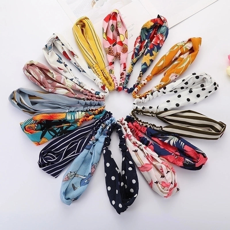 Women’s Lady Polka Dots Flower Cloth Hair Band