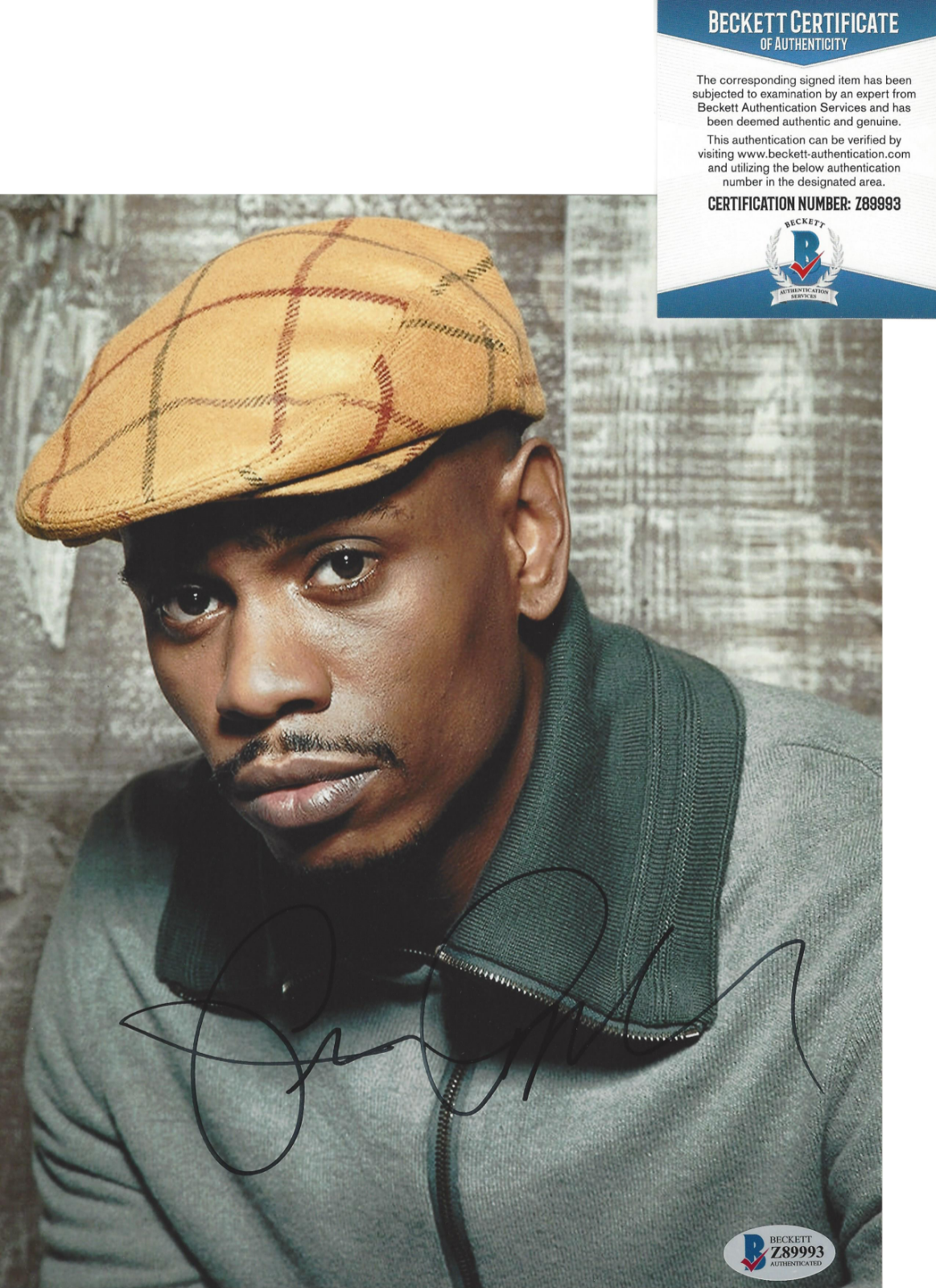 DAVE CHAPPELLE SIGNED STAND-UP LEGEND 8x10 Photo Poster painting 3 BECKETT COA BAS COMEDIAN SHOW