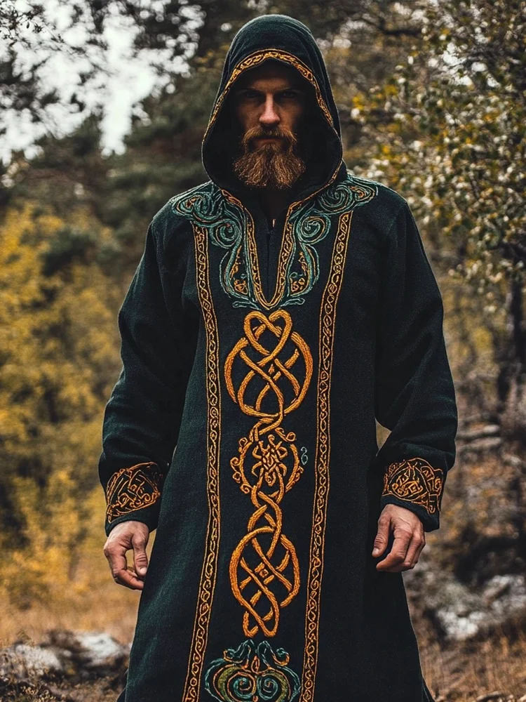 Celtic Mythology Totem Vintage Linen Hooded Robe
