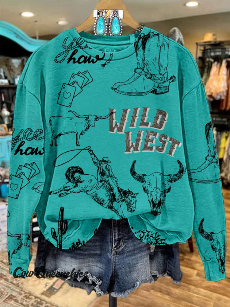 Vintage Art Print Casual Sweatshirt As Shown / S